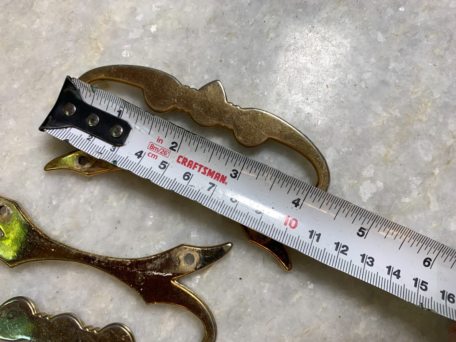 Antique Vintage Mid Century Modern MCM Steel Metal Handle Handles Gold Gilded
