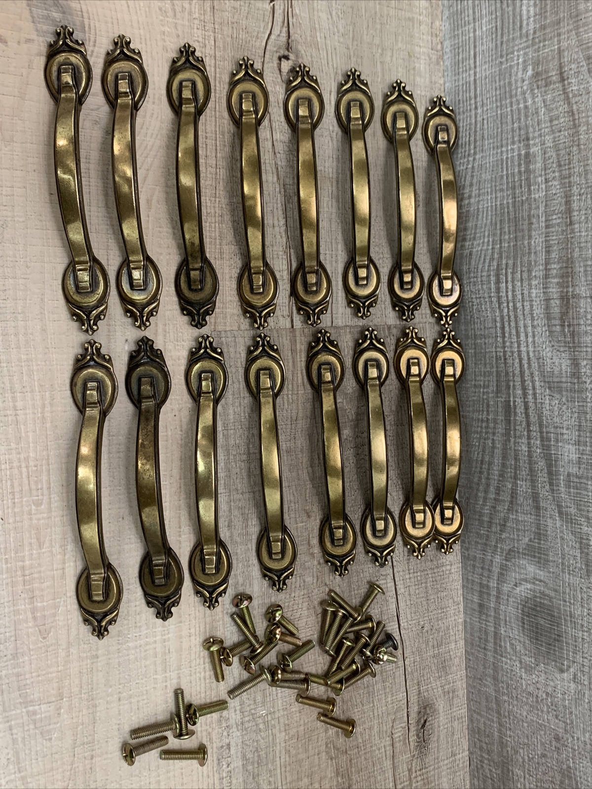 BRASS AMEROCK HANDLES Lot Of 2 Marked 5″ Furniture Cabinet Vintage WITH SCREWS