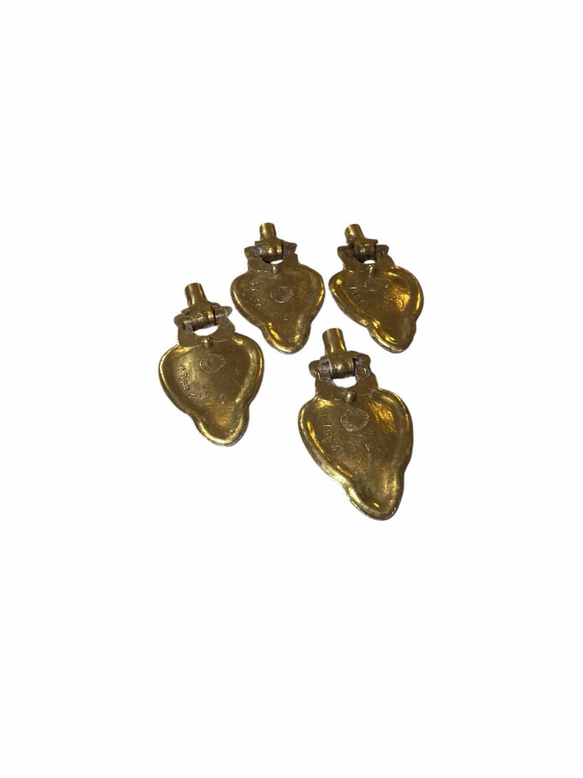 4 Total Vintage Brass Drawer Pulls 2 Piece Pendant Hardware Keeler Brass Co 7653