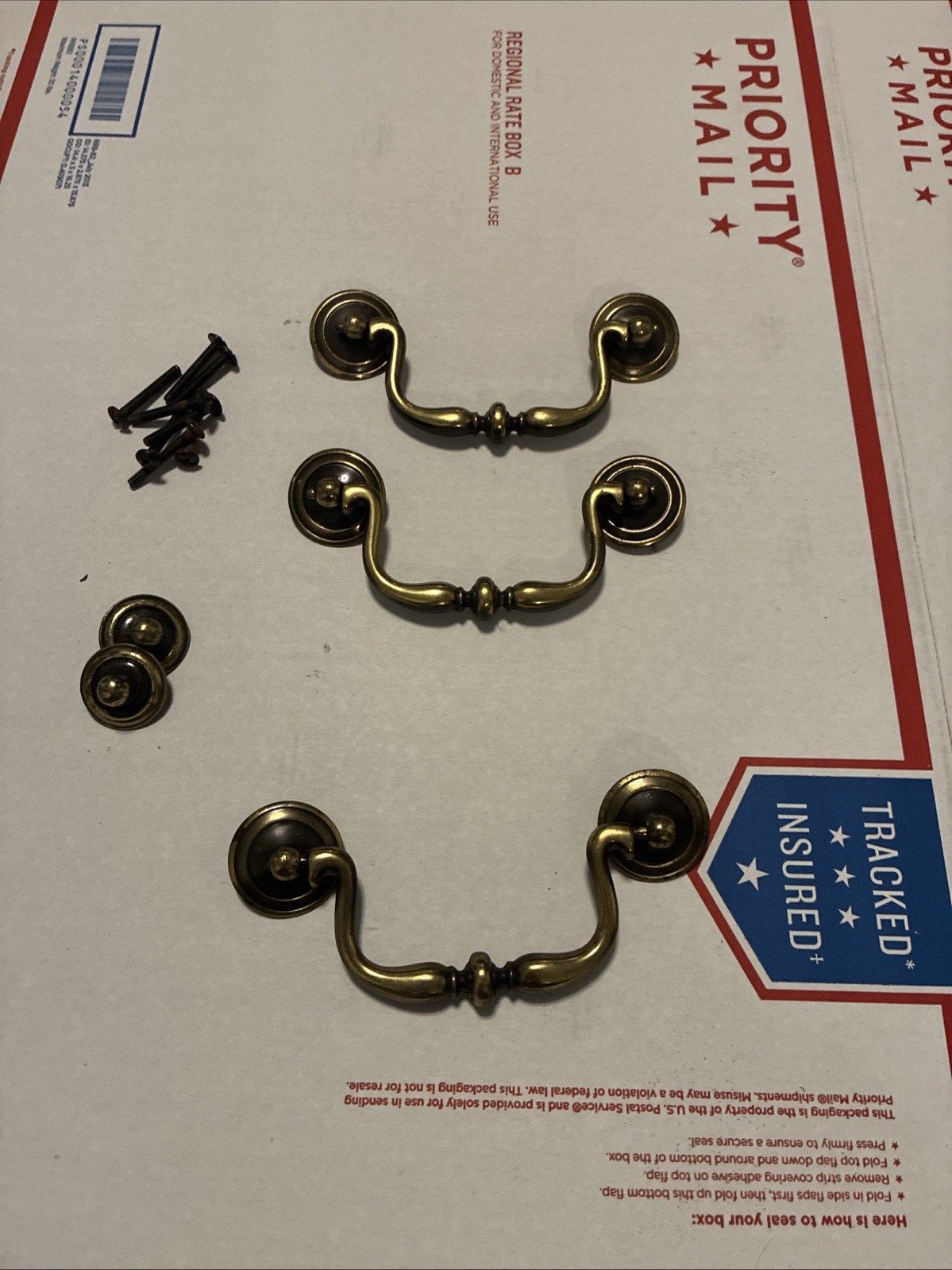 3pcsDrexel Esperanto Drawer Pull Tall Dresser Brass Vintage Drop Bail MCM Handle