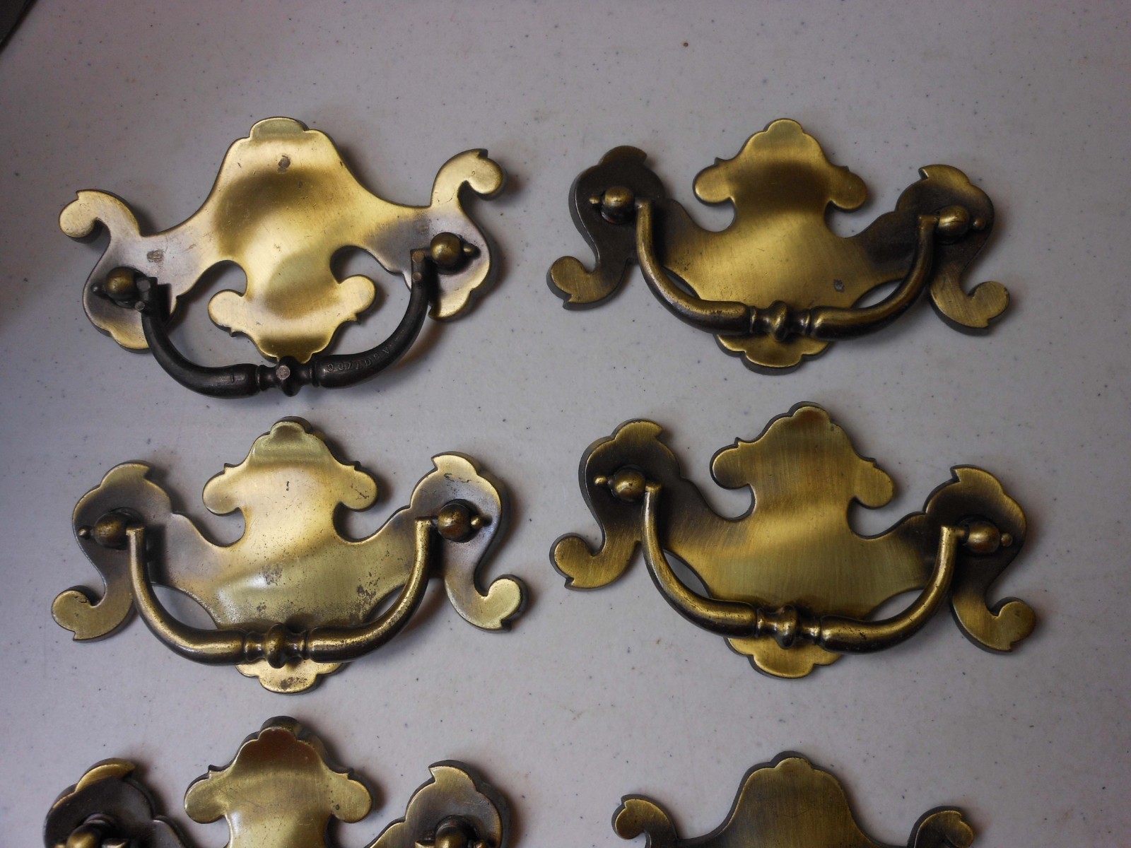 12 Vintage Brass Chippendale Batwing Bail Drawer Pull Handles