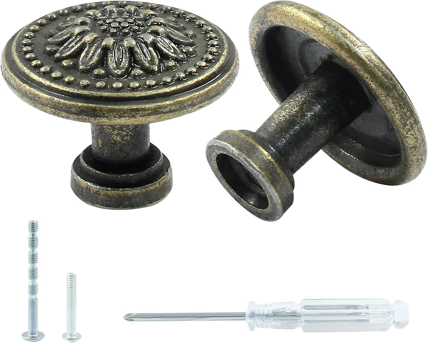 2 Pcs Antique Bronze Cabinet knobs, Mid Century Dresser Knobs Vintage Drawer Kno