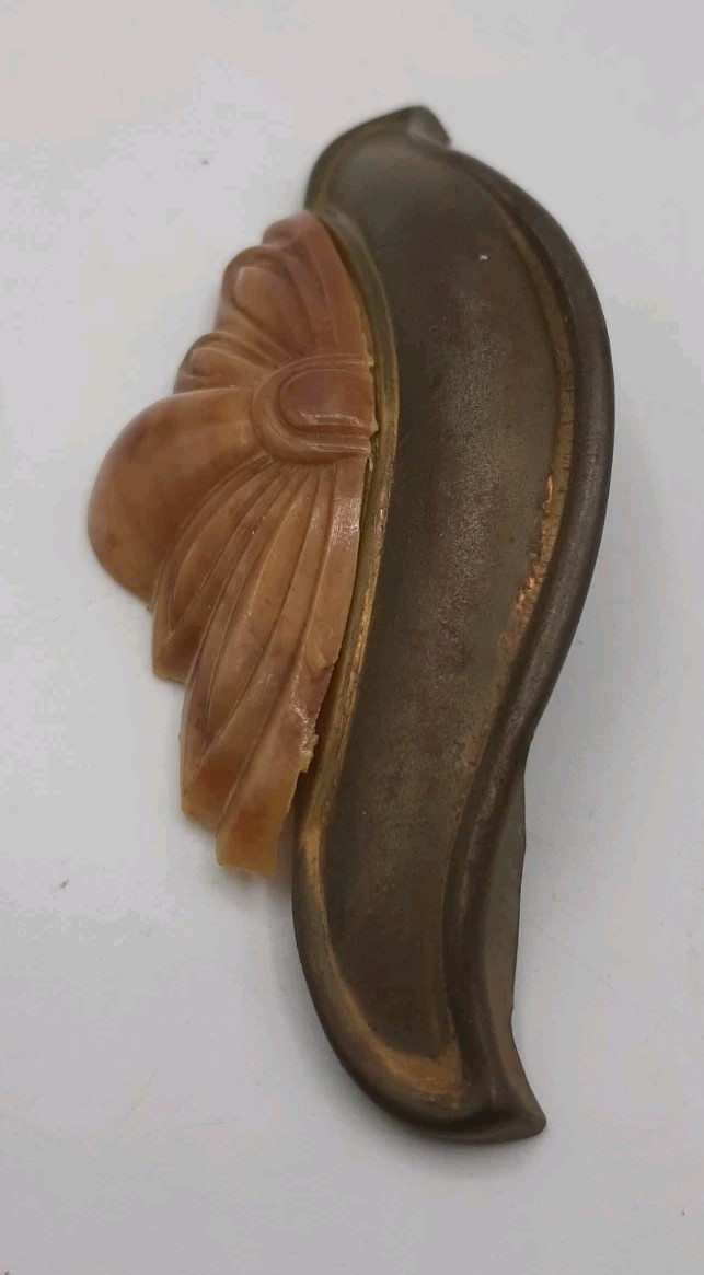 Vintage Art Deco Drawer Pull Handle 1930 1940s Bakelite and Brass 5 in Long