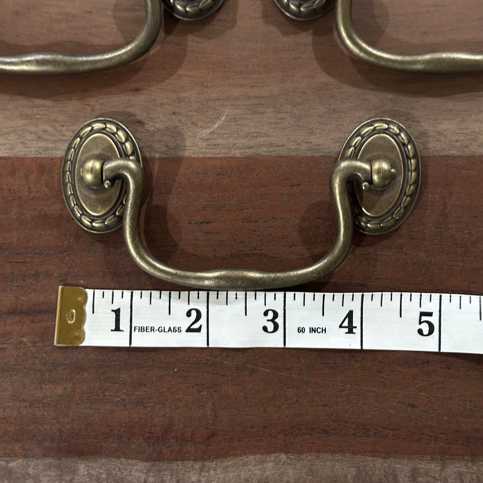 Set of 5 Antique Brass Drop Bail Cabinet Drawer Pulls Handles Dresser