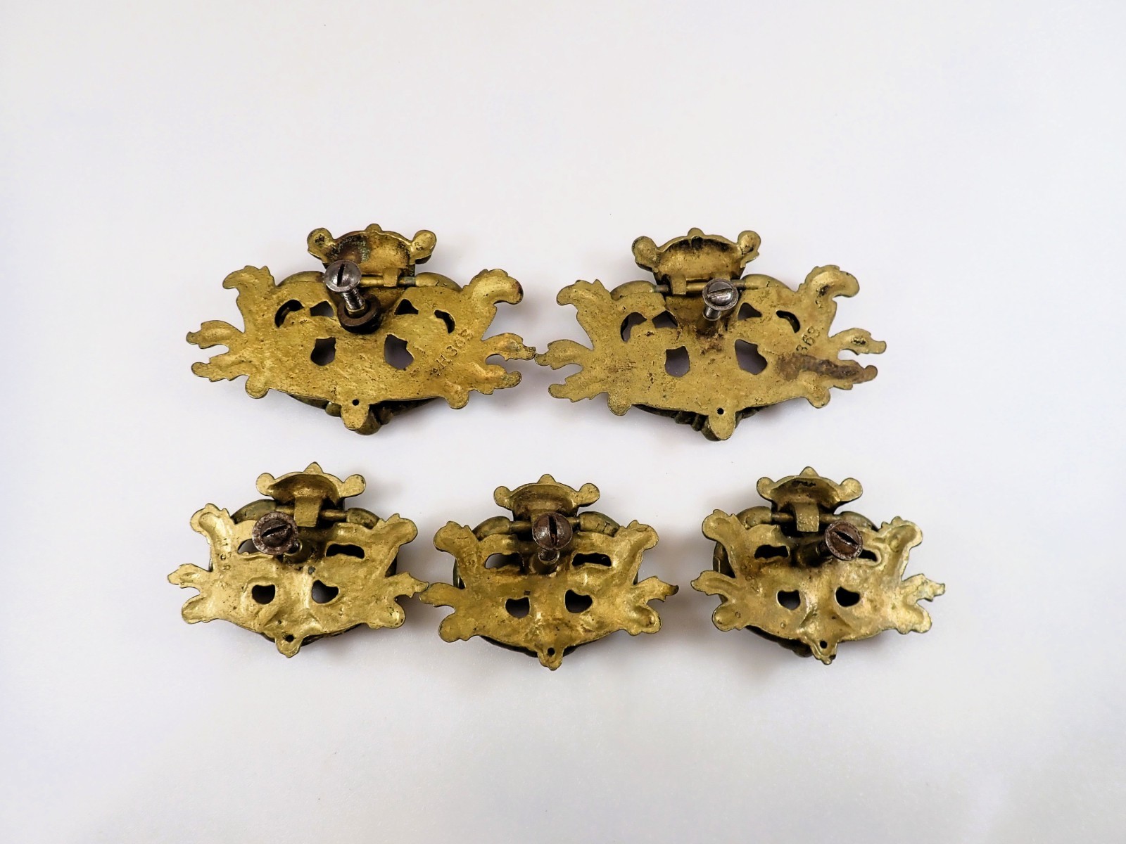 Vintage Keeler Brass Co KBC Ornate Drawer Pulls Lot of 5 Louis XVI Rococo