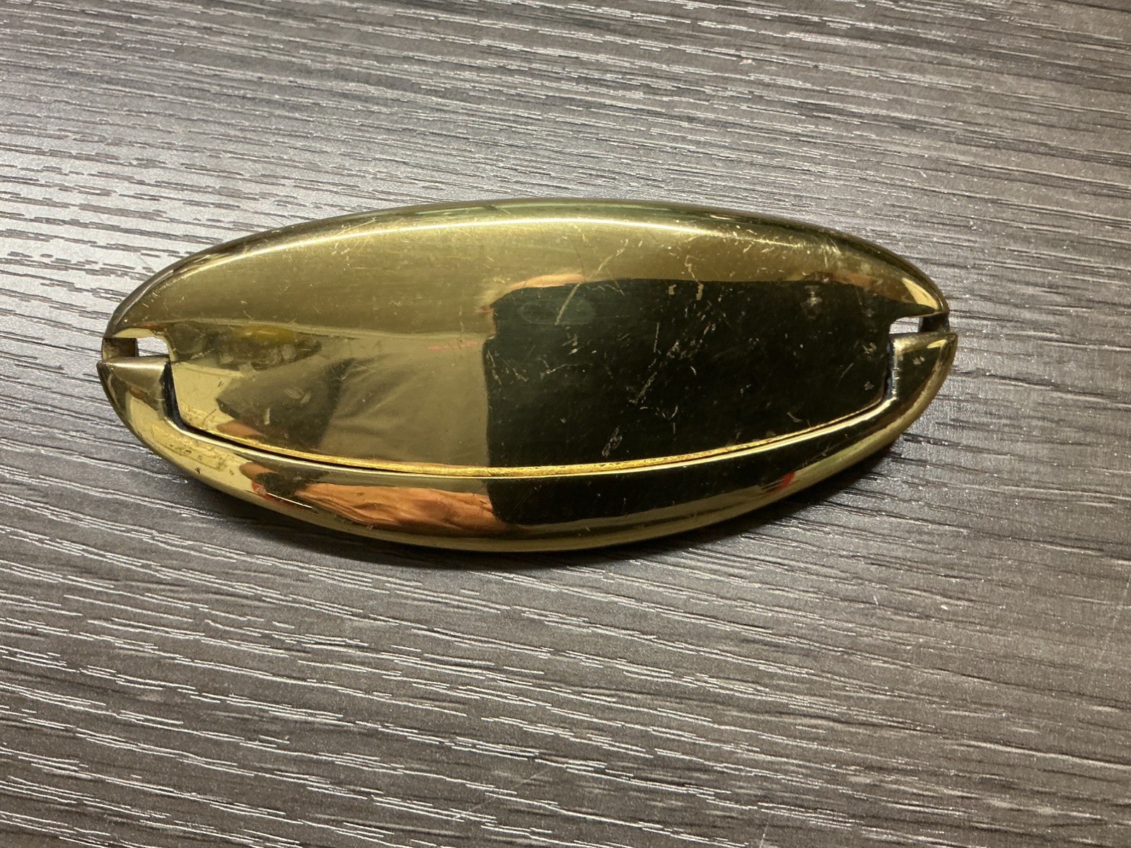 6 Vintage Keeler Brass Oval Campaign Style Solid Brass Cabinet Drawer Pull (37