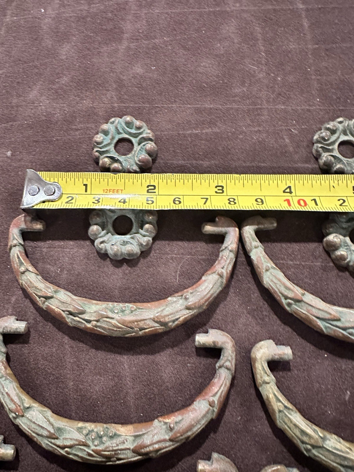 10 French Bronze Drawer Pulls w Extras