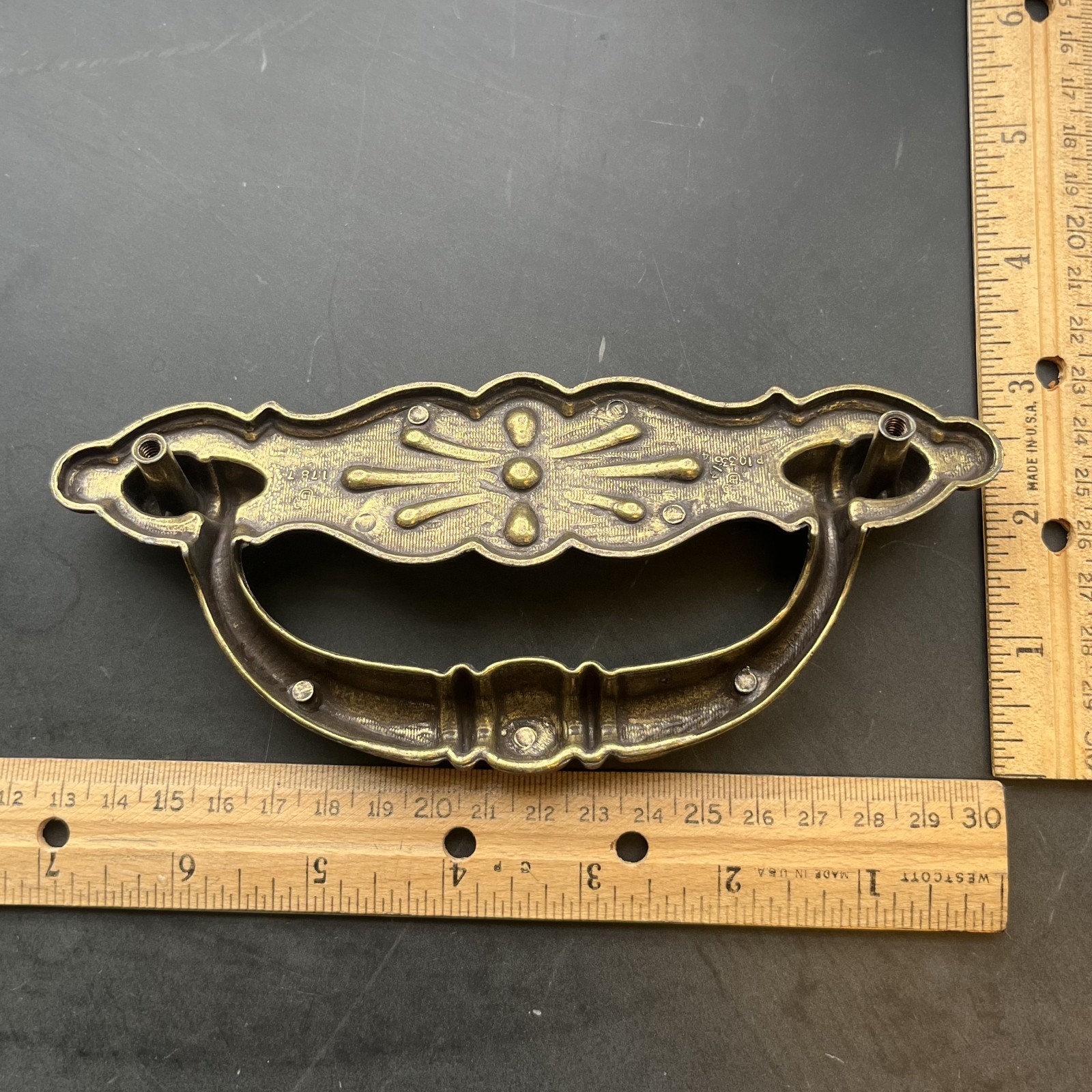 VTG Brass Colonial Chippendale Batwing Drawer Pull 4″ center Lot Of 4 Cottage