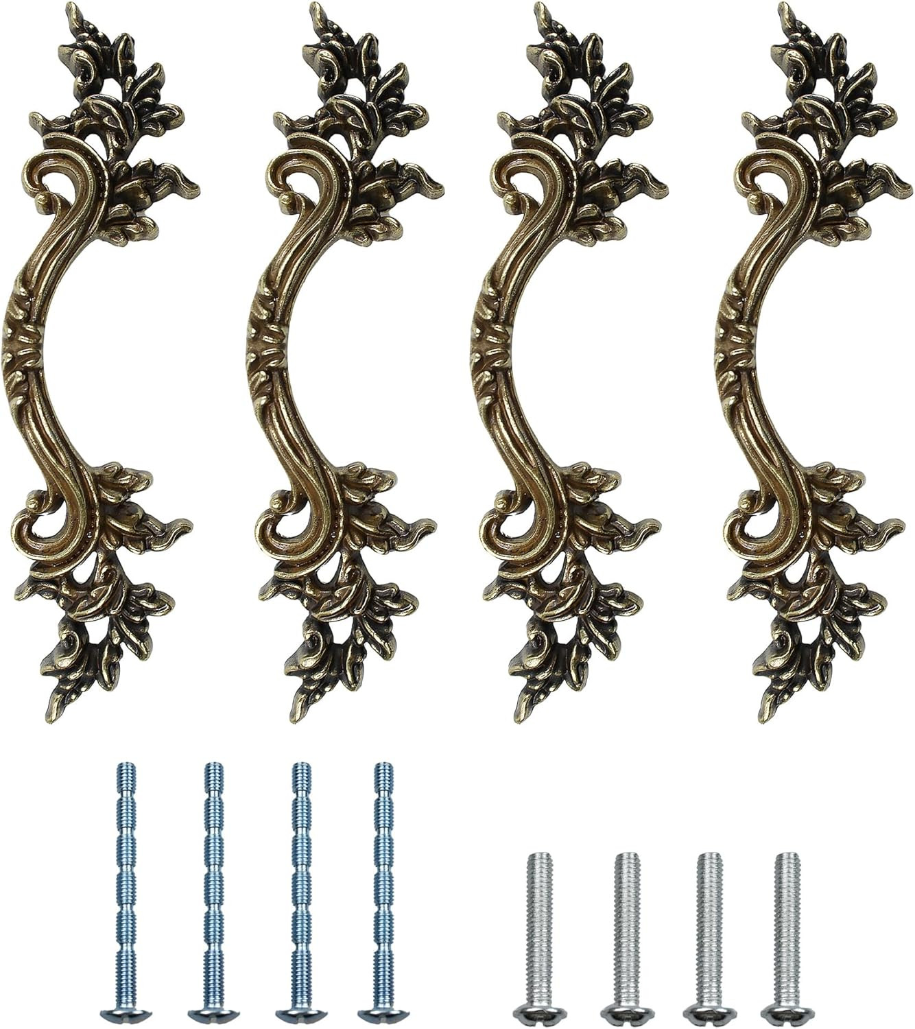4PCS 6Inch Vintage Drawer Pulls, Antique Bronze Cabinet Handles, Euro Style Dres
