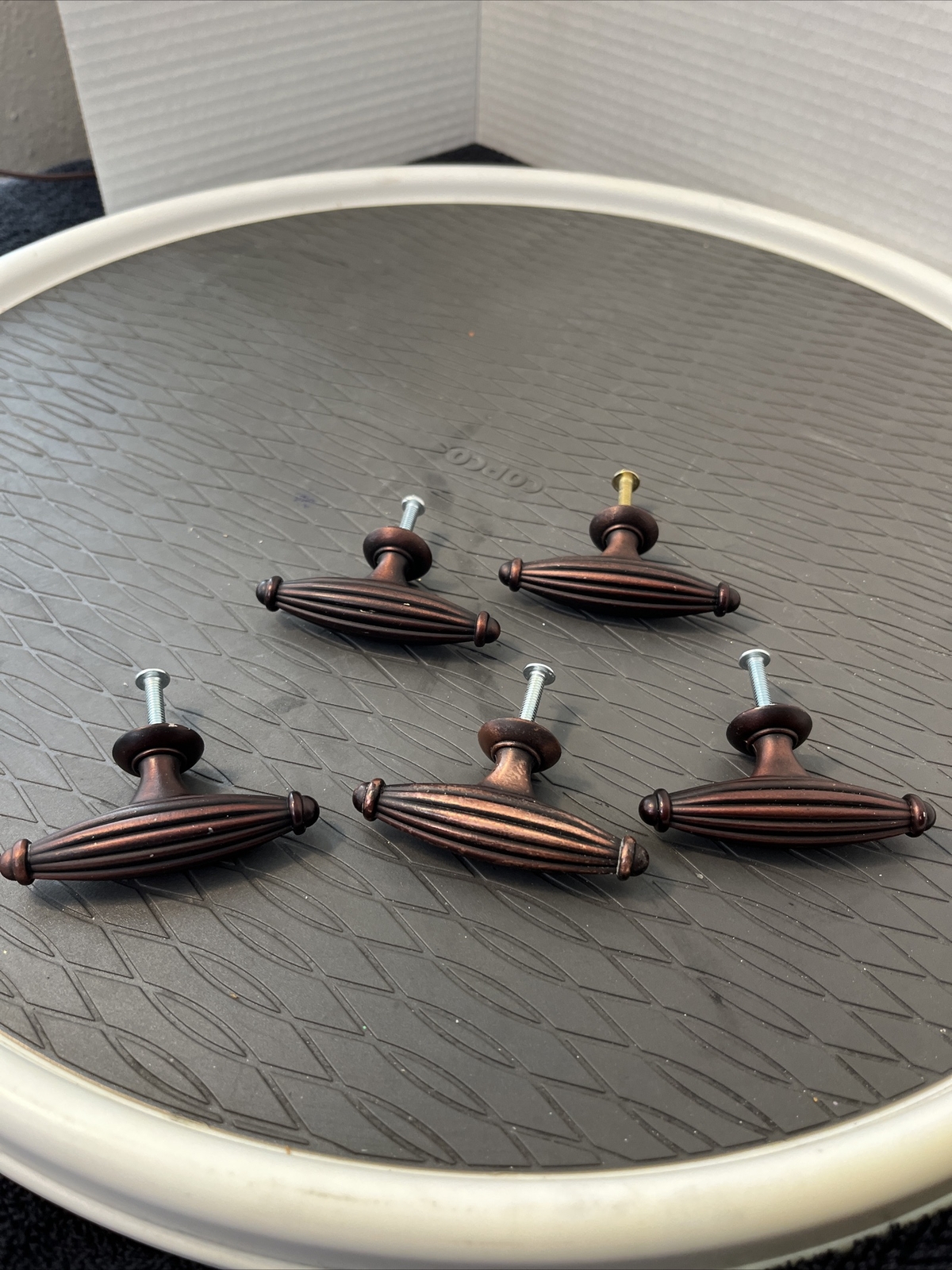 Metal (brown Rust Color) Furniture Knobs Pulls 2”.5” Set Of 5
