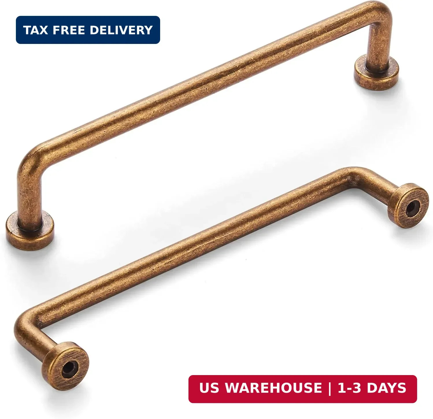 2 Pack 8 Inch Antique Brass Vintage Cabinet Handles & Drawer Pulls
