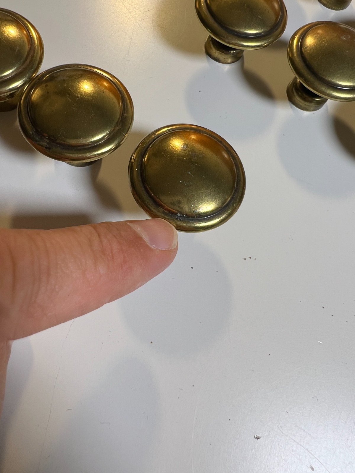 20 Solid Brass Cabinet Drawer Knobs 1 3/8″ Antique Brass Mushroom Pulls w/Screws