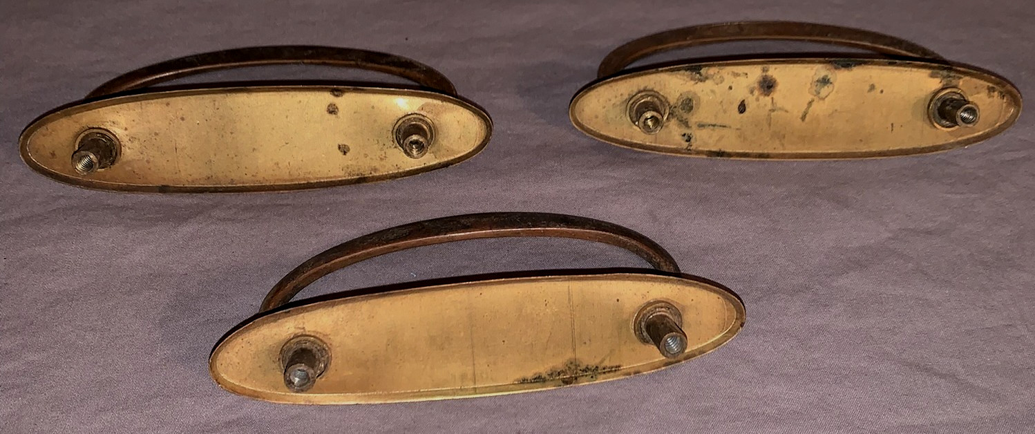 Great Set 3 Antique Brass Drop Bail Drawer Pulls