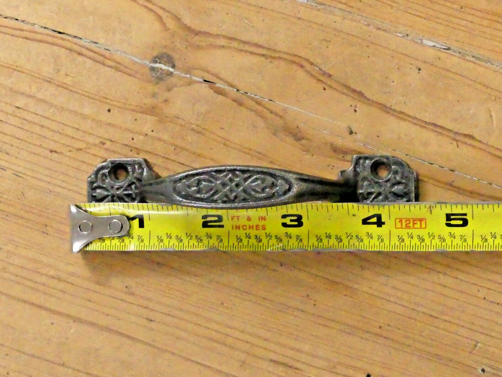 10 Small Drawer Pulls 4 1/4″ Window Antique Vintage Style Ornate Cast Iron Grasp