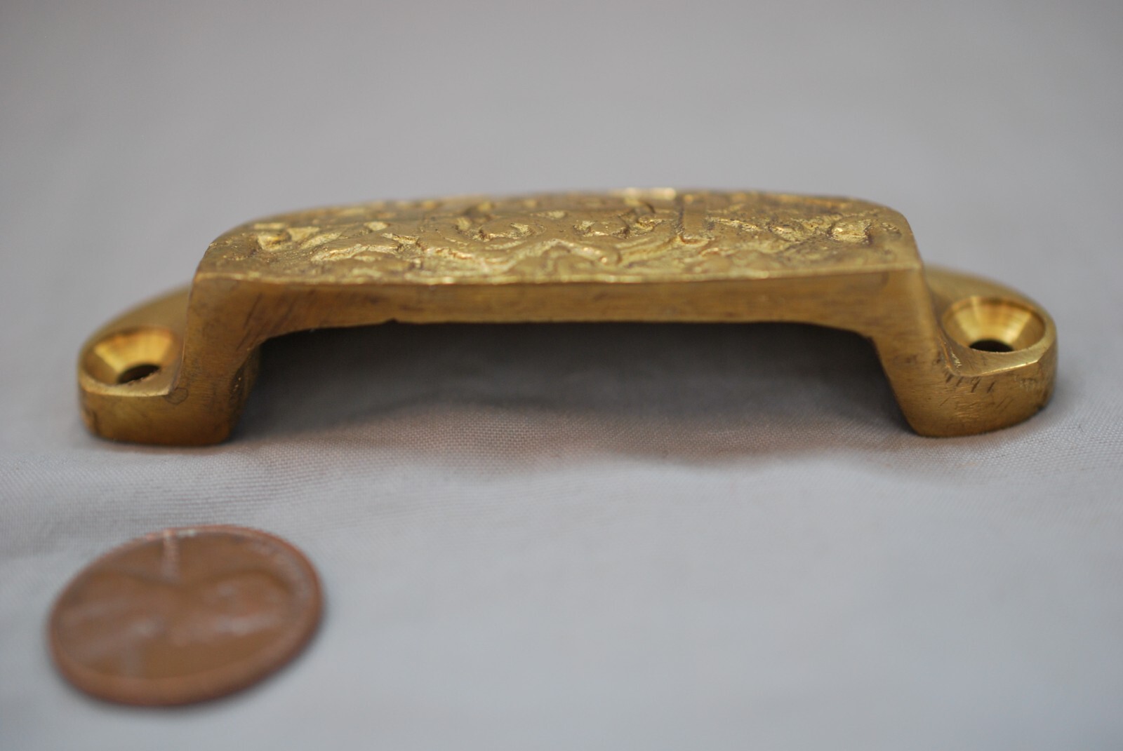Ornate Vintage Brass Drawer Pull And Screws Never Used 2 5/8” Between Holes