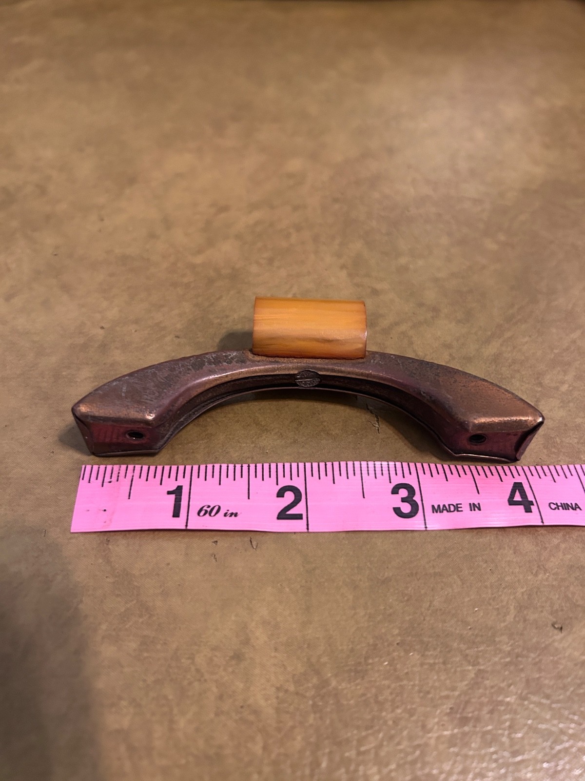 Vintage Art Deco Brass Drawer Pulls w/ Butterscotch Bakelite 4″ Set of 2