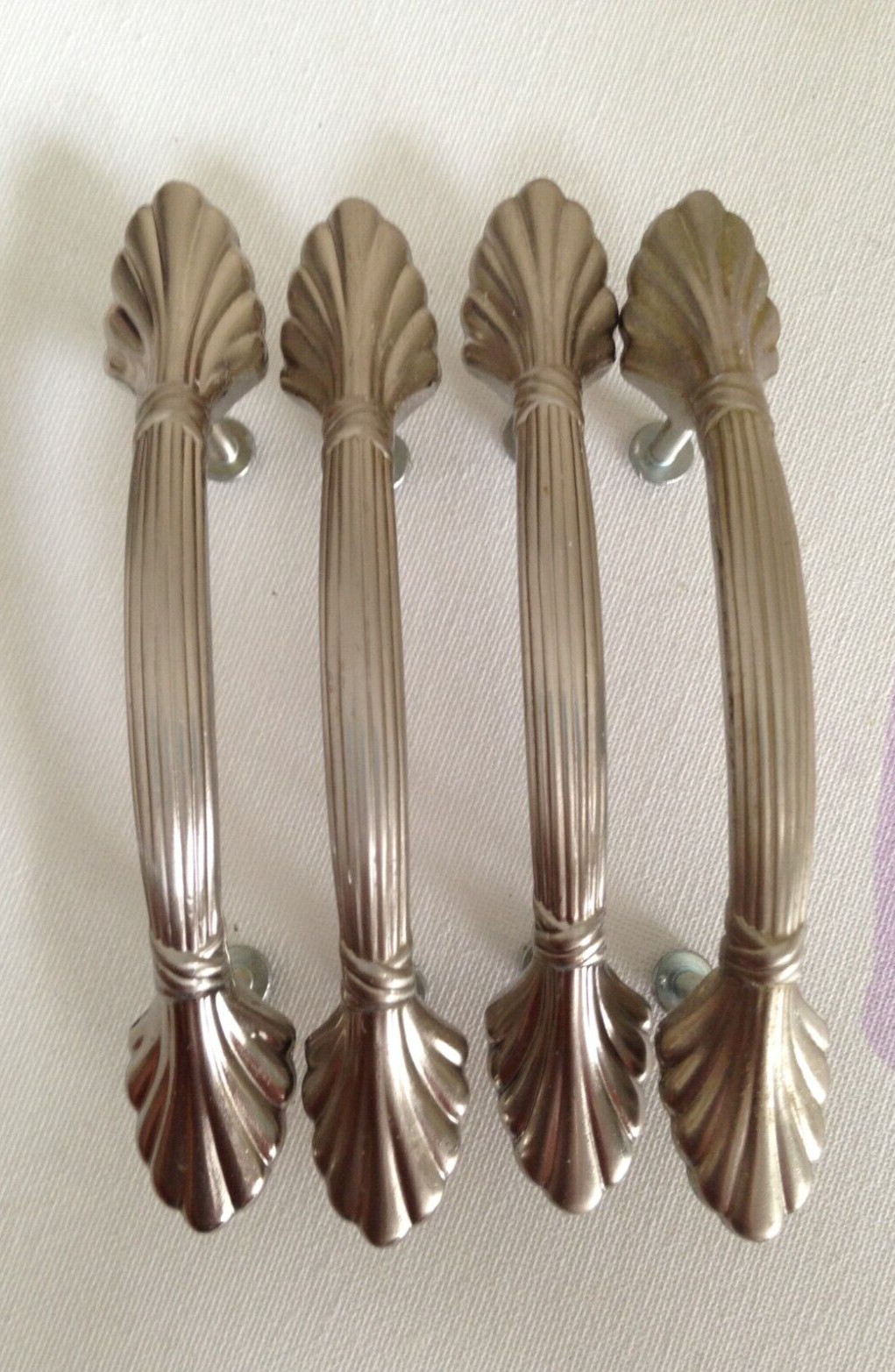 Vintag Art Deco Silver Tone Drawer Pulls Dresser Handle Set of 4 Pat No D355 839