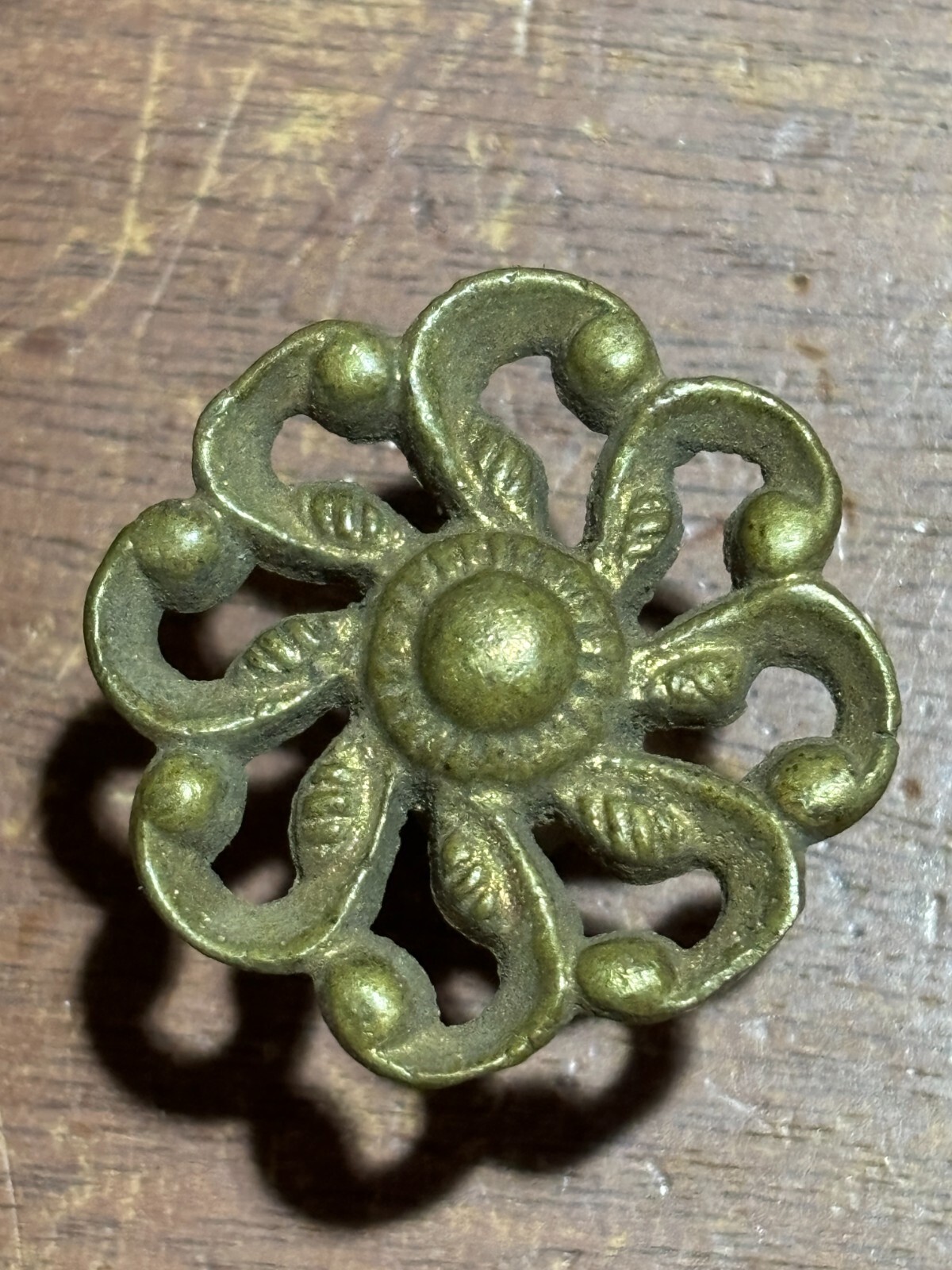Vintage Ornate Round Cabinet Knob Drawer Pulls 1 1/4 inch Diameter