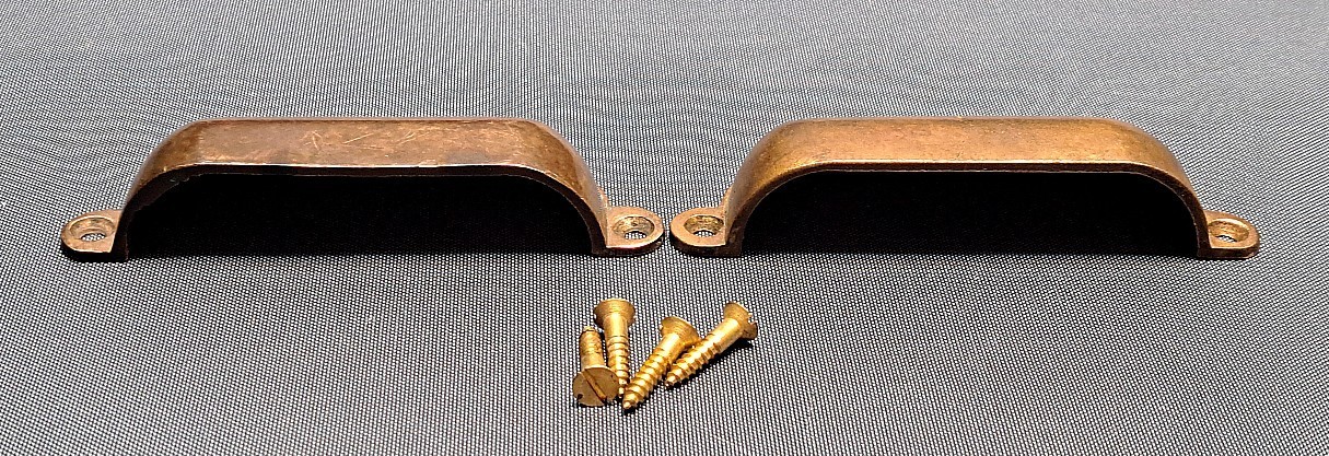Vintage Pair Of Solid Brass Cup Style Drawer Pulls With Screws