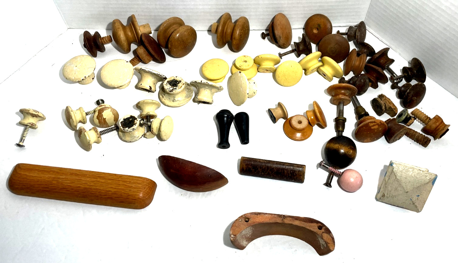 Vin. 1800’s~1920’s Salvaged Lot 52 Round, Square & Odd Wooden Drawer Pull Knobs