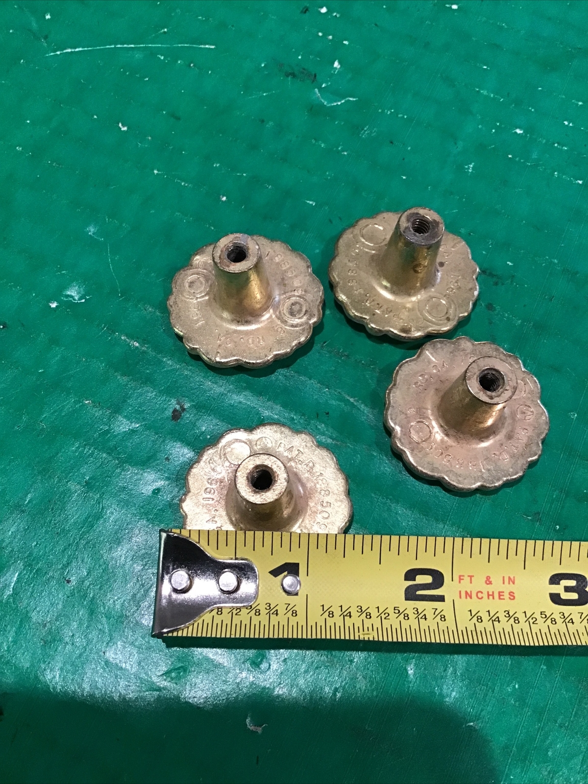 Lot of 4 Vintage 1960 Amerock Floral Cabinet Drawer Pulls/Knobs – White/ Brass