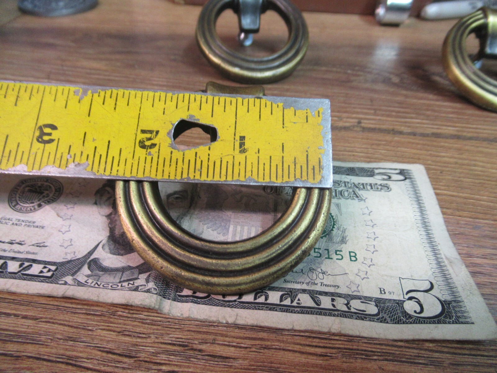 VINTAGE MID CENURY ORNATE BRASS 2″ ROUND DRAWER PULL HARDWARE DOOR HANDLES