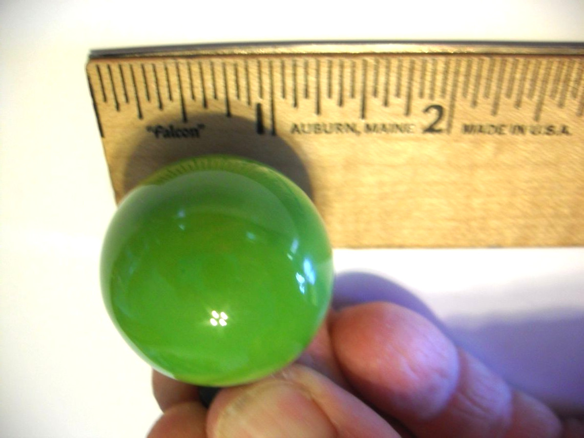 Vintage Ceramic Drawer Knob 1-1/4″ Round Pull Avacado Green w Brass Base