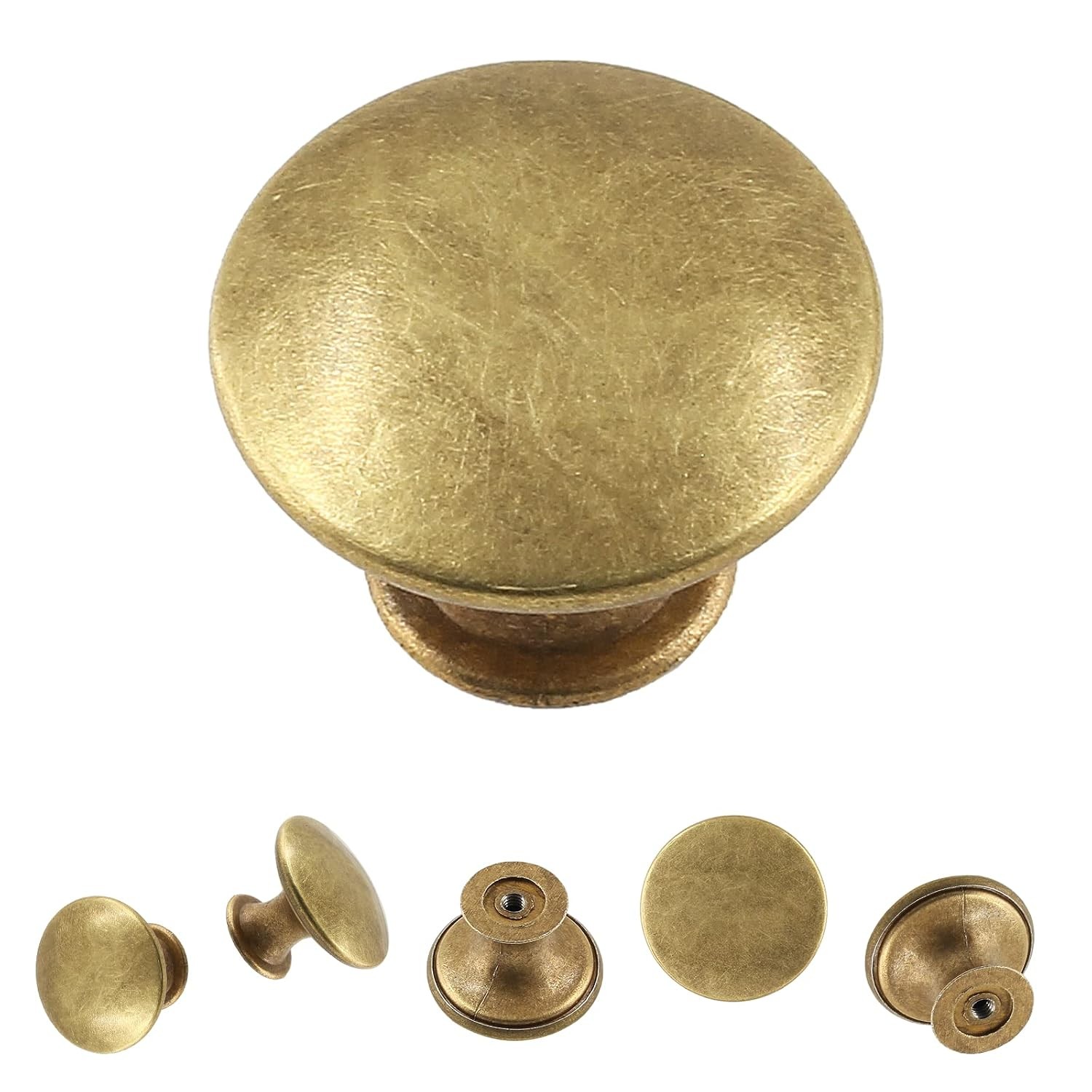 Antique Brass Vintage Round Kitchen Cabinet Drawer Knobs 8Pcs Brass Cabinet