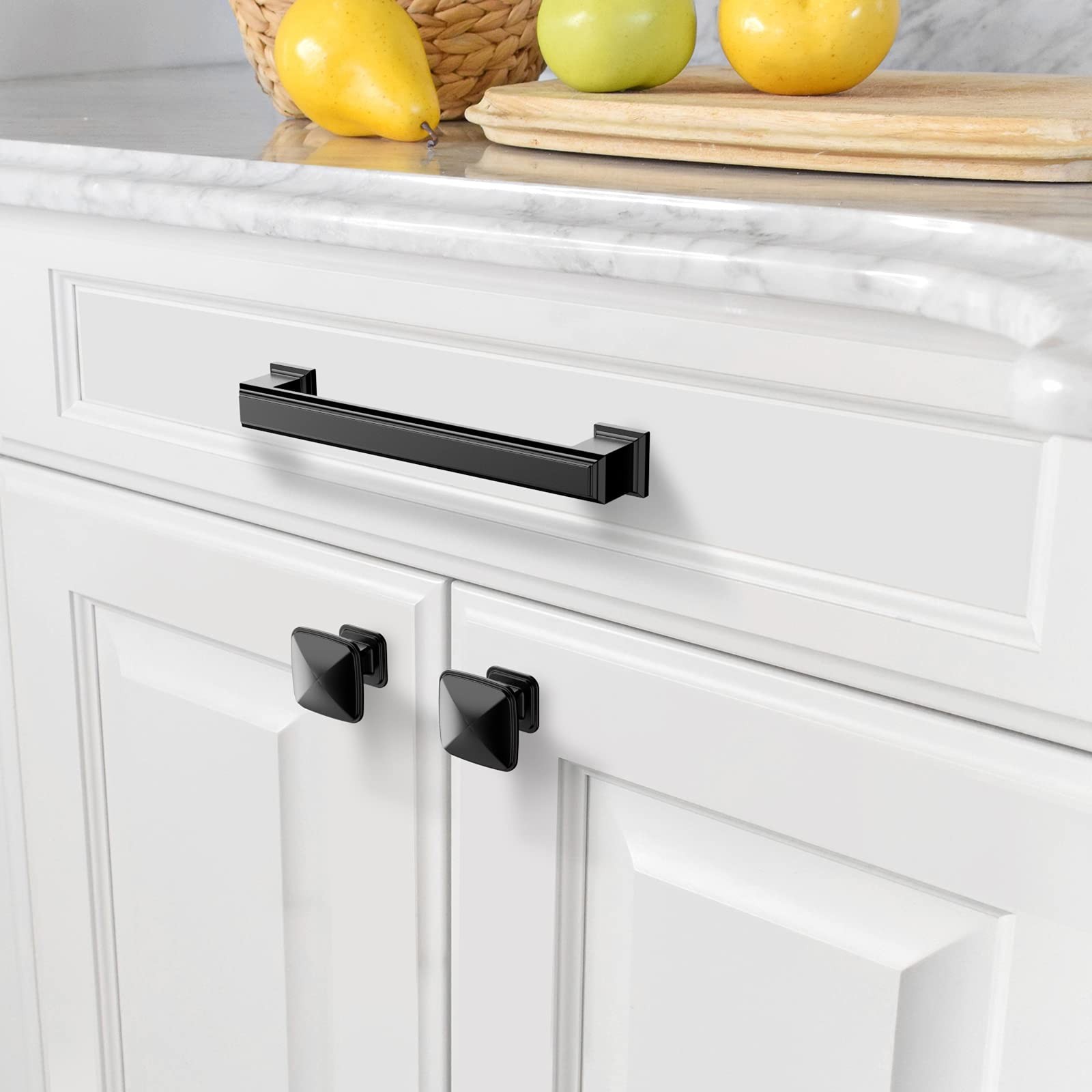 Amerdeco 10 Pack Matte Black 5 Inch128Mm Hole Centers Kitchen Cabinet Pulls