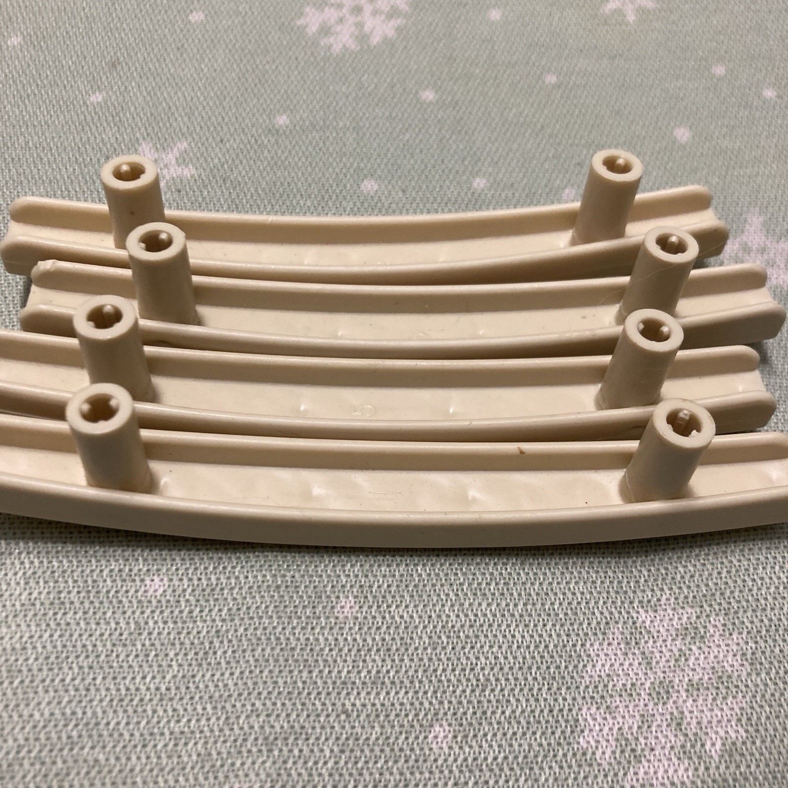 Beige Kitchen Cupboard Handles set of 4 Vtg Scrolled MCM Plastic Cabinet