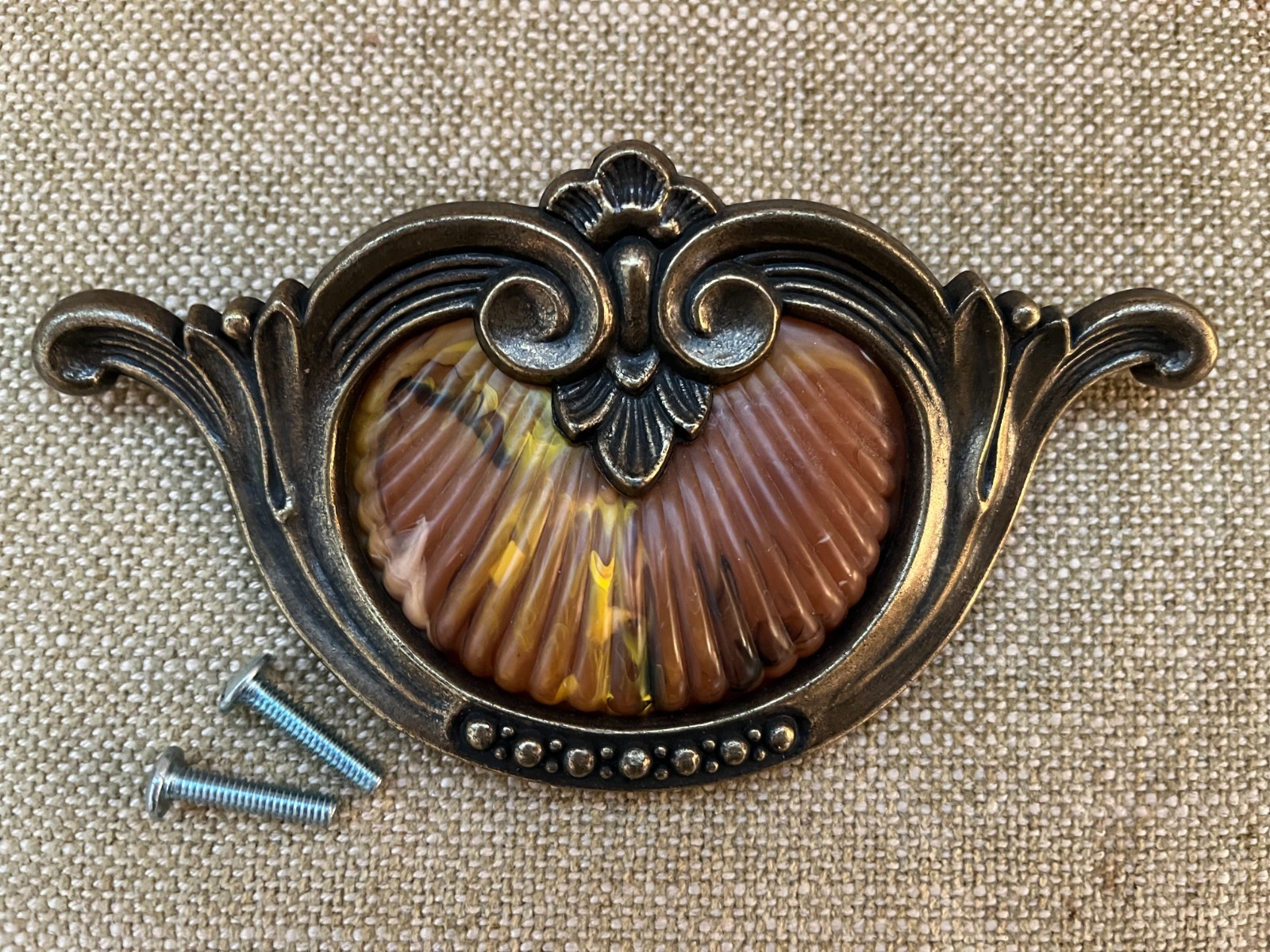 Waterfall Bakelite Shell Art Deco DePression Era Reproduction Pull Handle Zinc