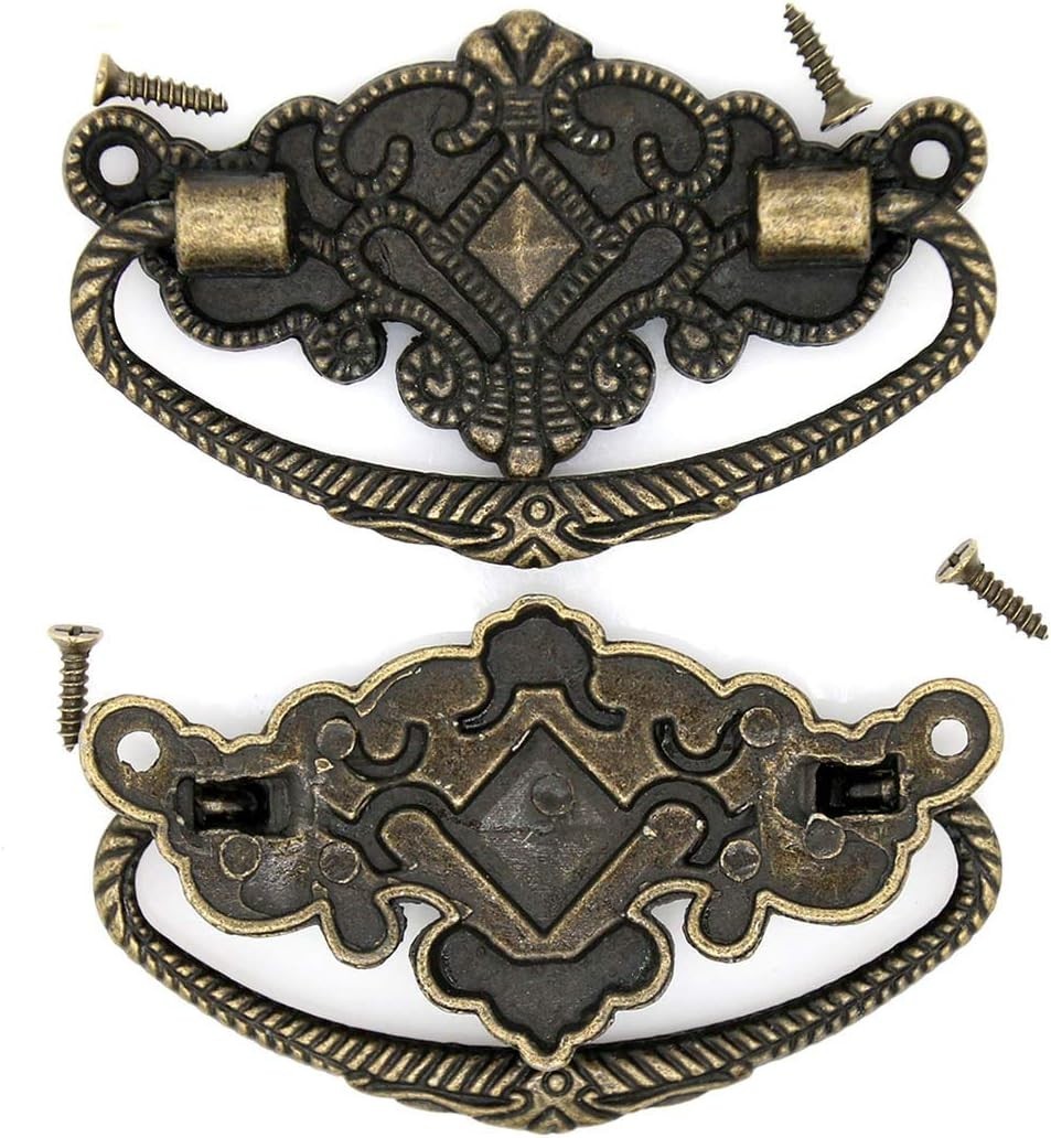 Stylish 4-Pack Vintage Brass Handles, Easy Installation for Cabinets & Cupboards