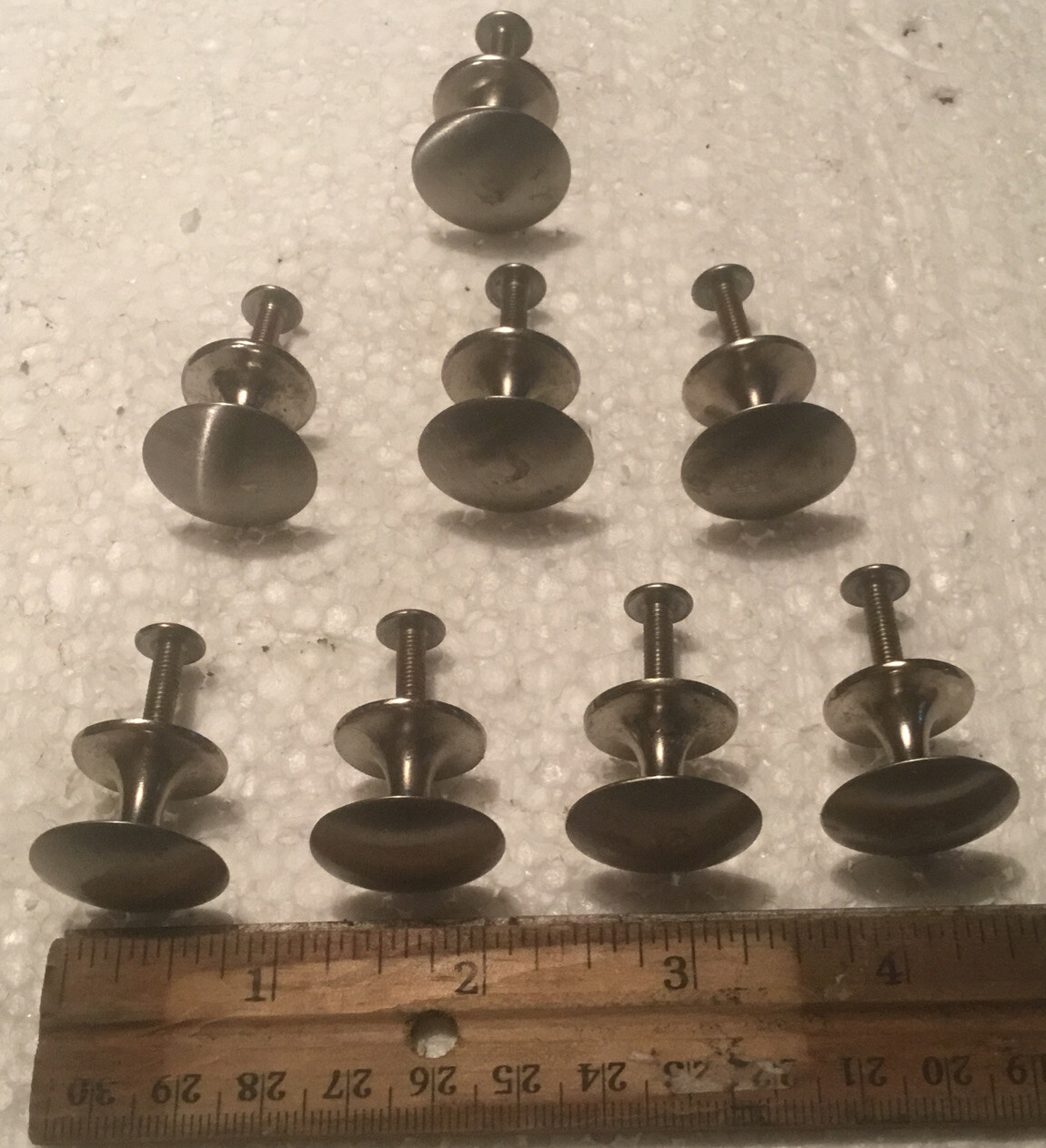 8 Brushed Nickel 3/4” Diameter Single Screw Mount Draw Pulls Handles Knobs