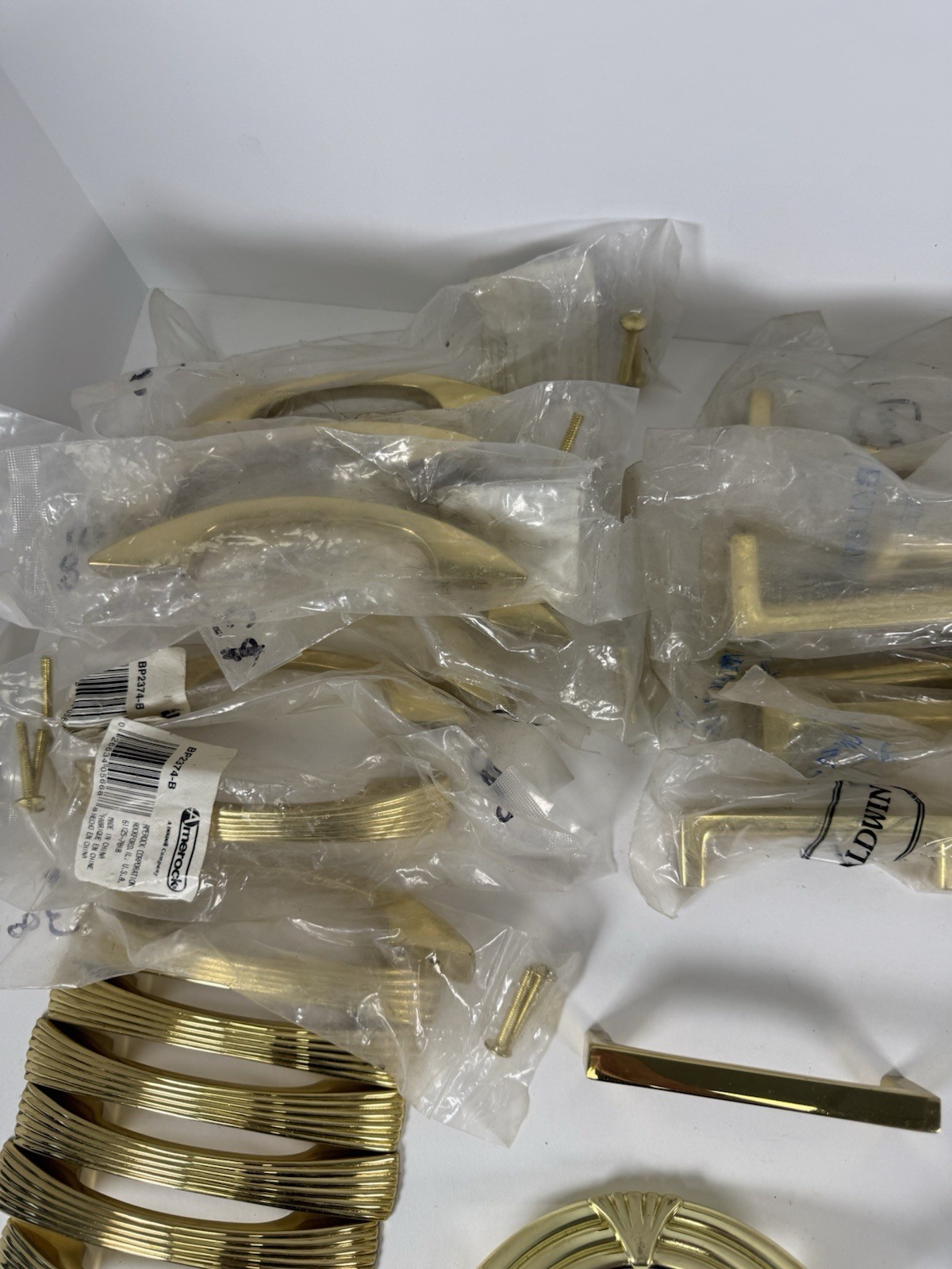 Vintage Brass Cabinet Hardware Lot Amerock Baldwin Pulls Knobs Handles NOS