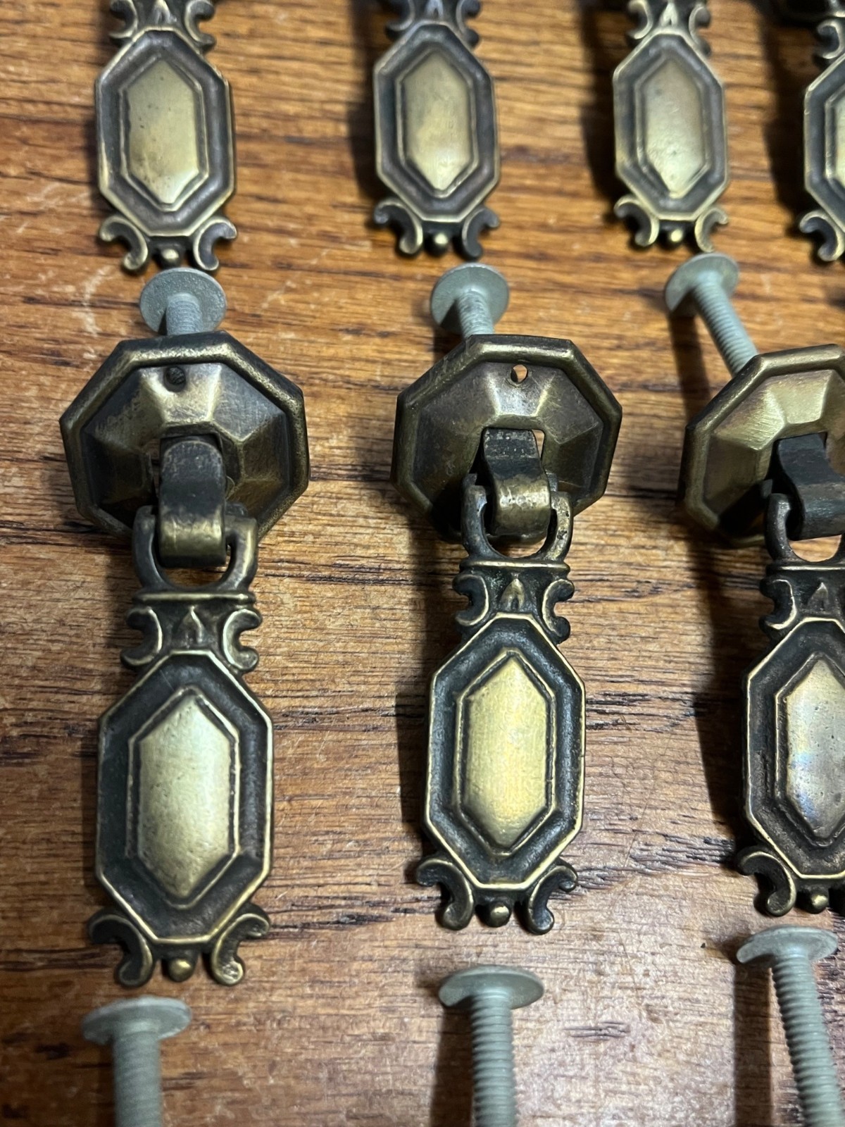13 Vintage Art Deco Waterfall Dresser Drawer Pulls Brass Furniture Hardware