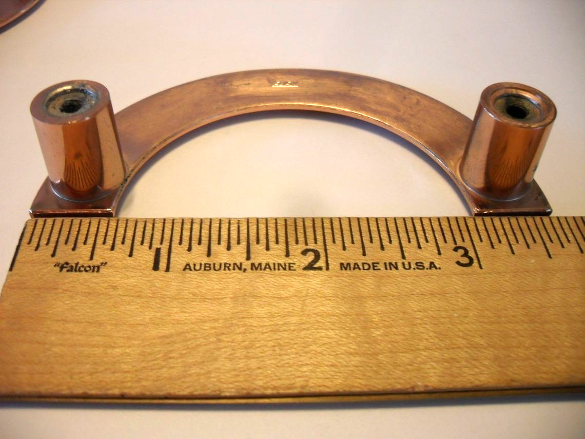 Three Vintage Copper Curved Drawer Pulls Smile Shaped Cabinet Door Handles Ajax