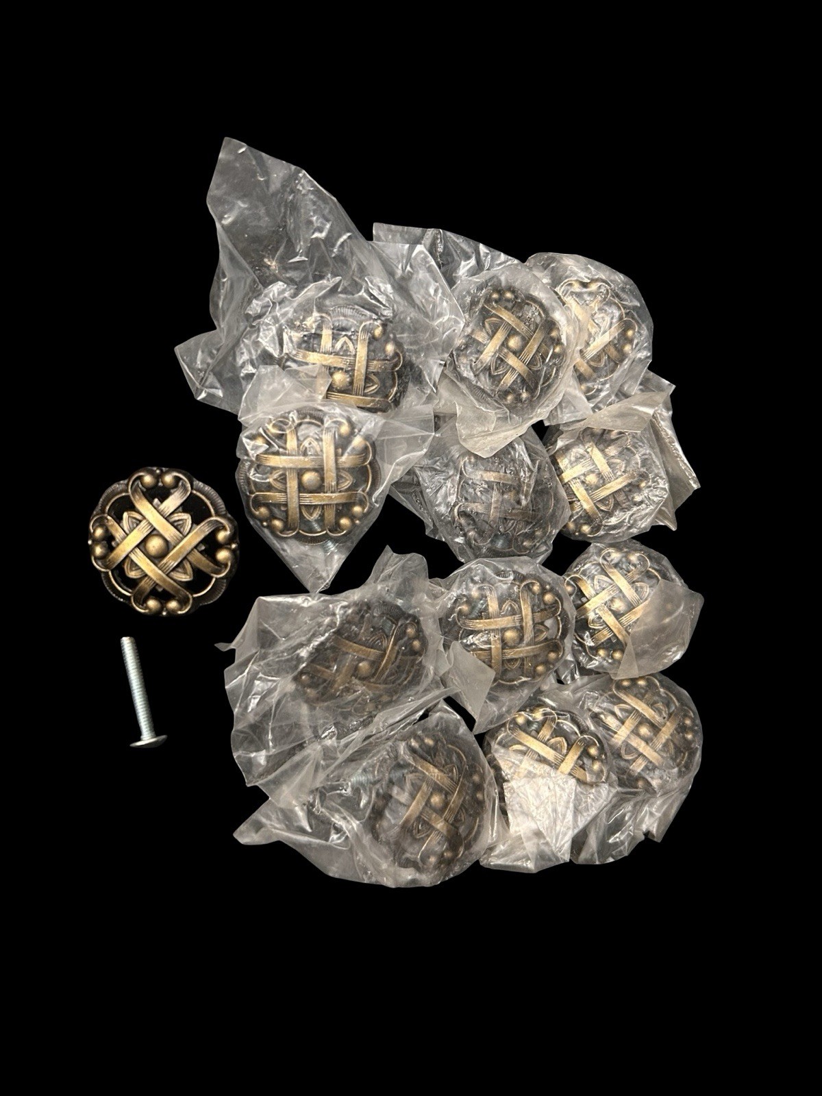 13 Vtg Allison Japan Woven Gothic Celtic Lattice Drawer Pulls Knobs 1.5” Round