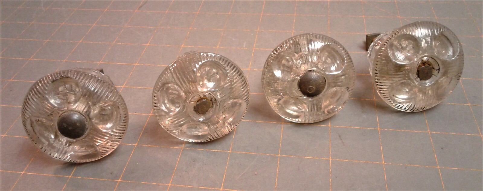 Set of 4 Antique Pressed Glass Chest of Drawer Pulls 1820s Era
