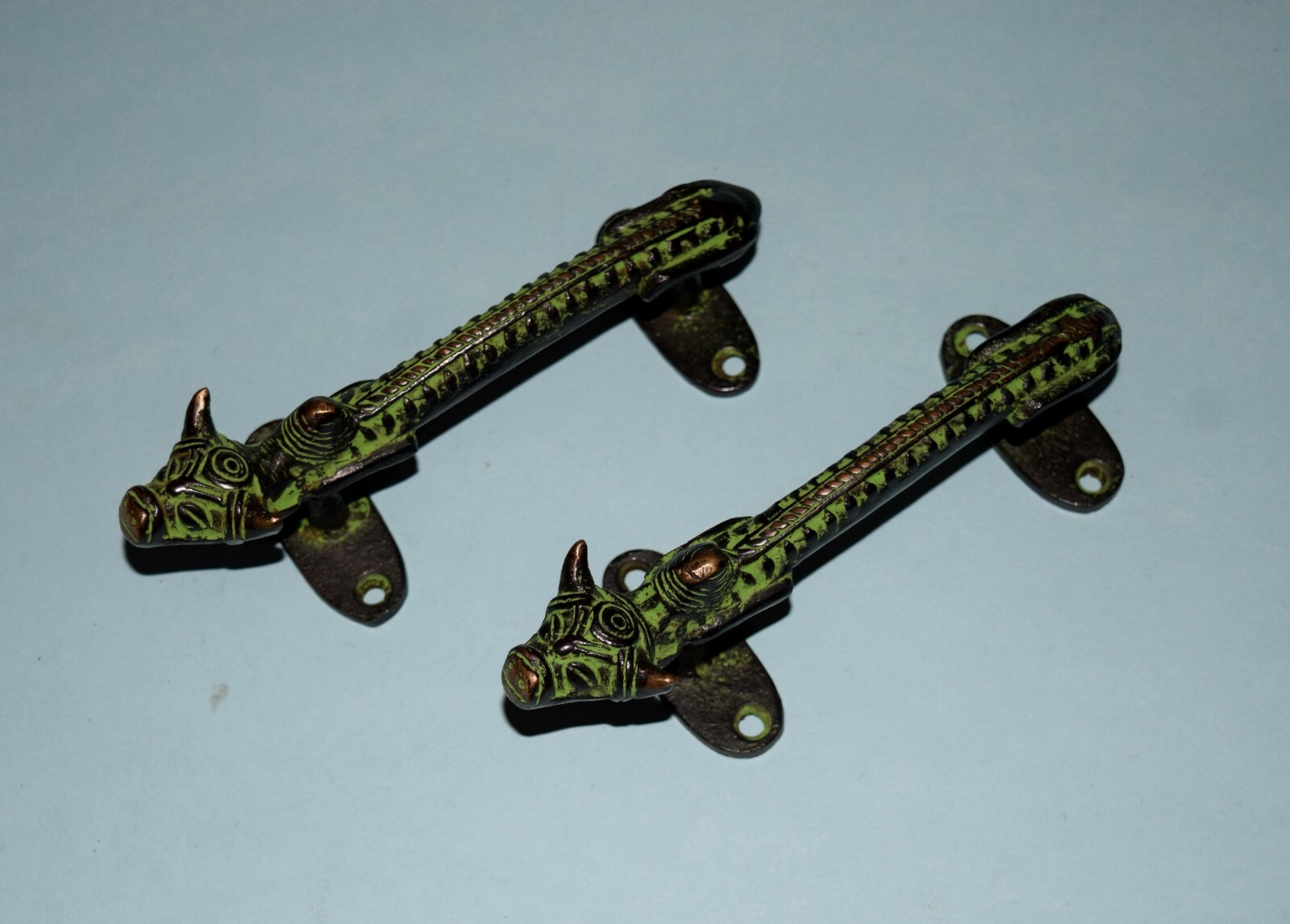 Tribal Art Nandi Door Handles Pair Farming Bull Cupboard Grips Gate Puller HK162