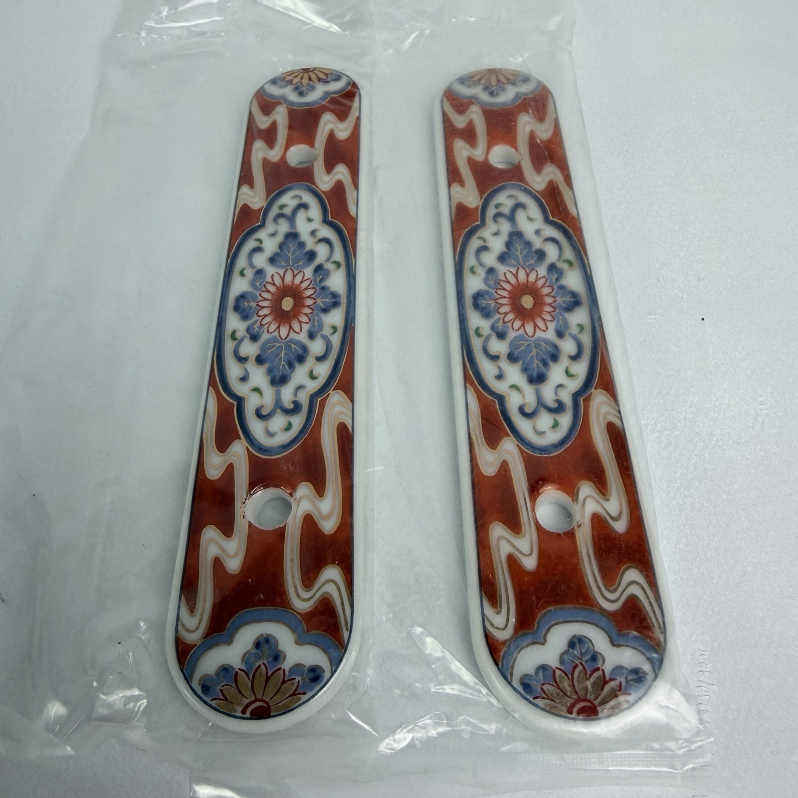 VTG Belwith Backplate Ceramic Cabinet Drawer Asian Japan Design ’85 Lot of 2 NEW