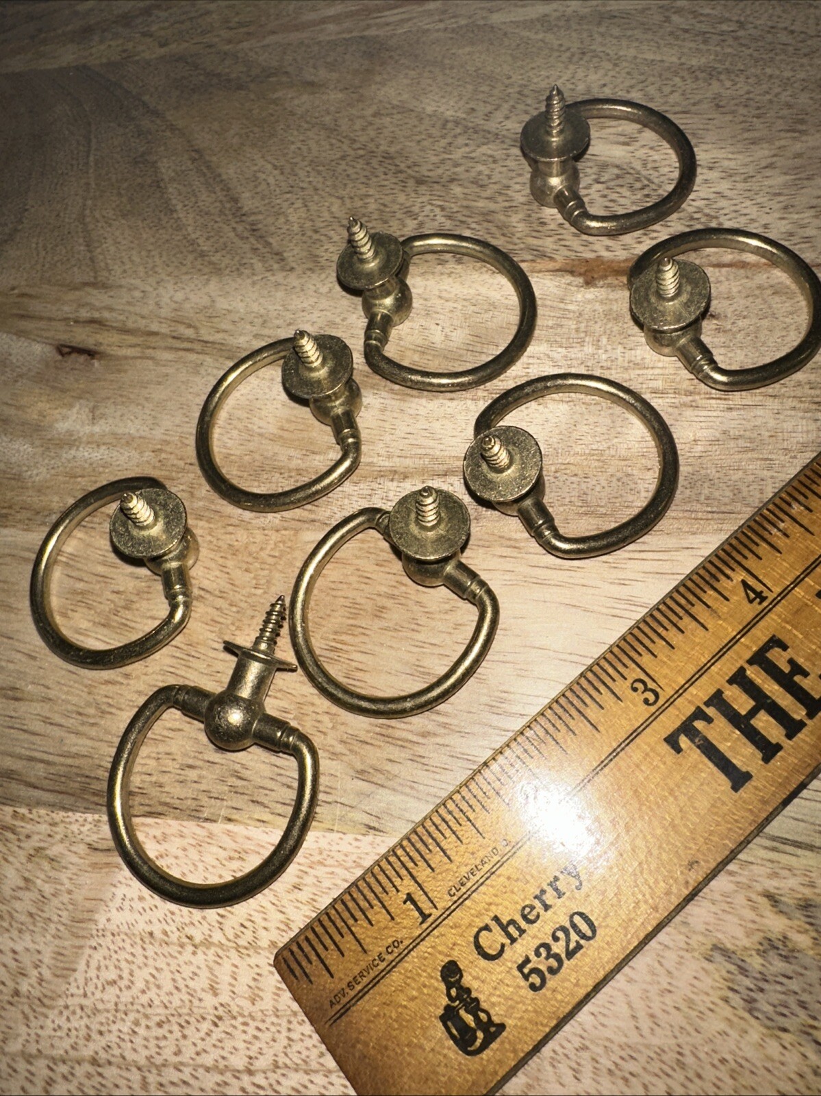 Old Screw In Cabinet Door Drawer Pulls Brass or Metal 8 Total! Vintage Ring Pull