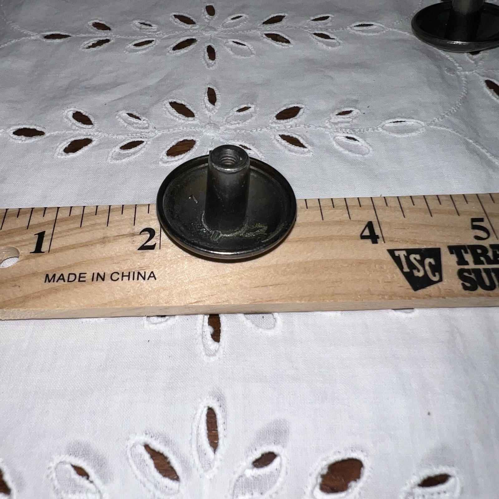 Vintage Knobs Black/Silver & Brass Tone Metal Qty 2 No Screws Mid Century