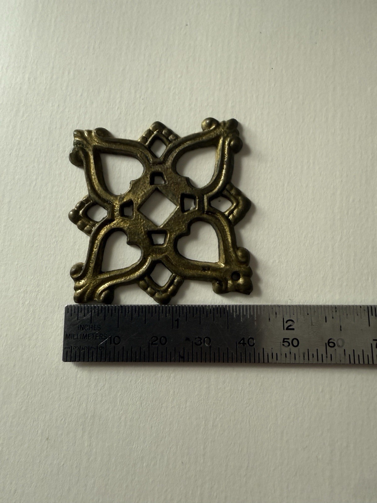 (6) Vintage Keller Brass Co Gothic Tudor Drop Bail Drawer Pulls KBC G606 Ornate