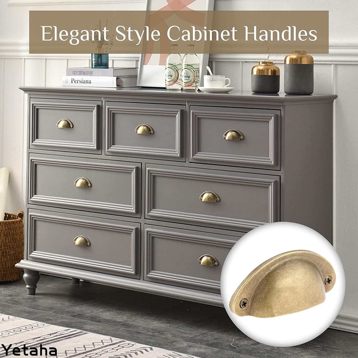 Chic 10-Pack Golden Antique Pulls for Furniture – Durable & Stylish Drawer Knobs