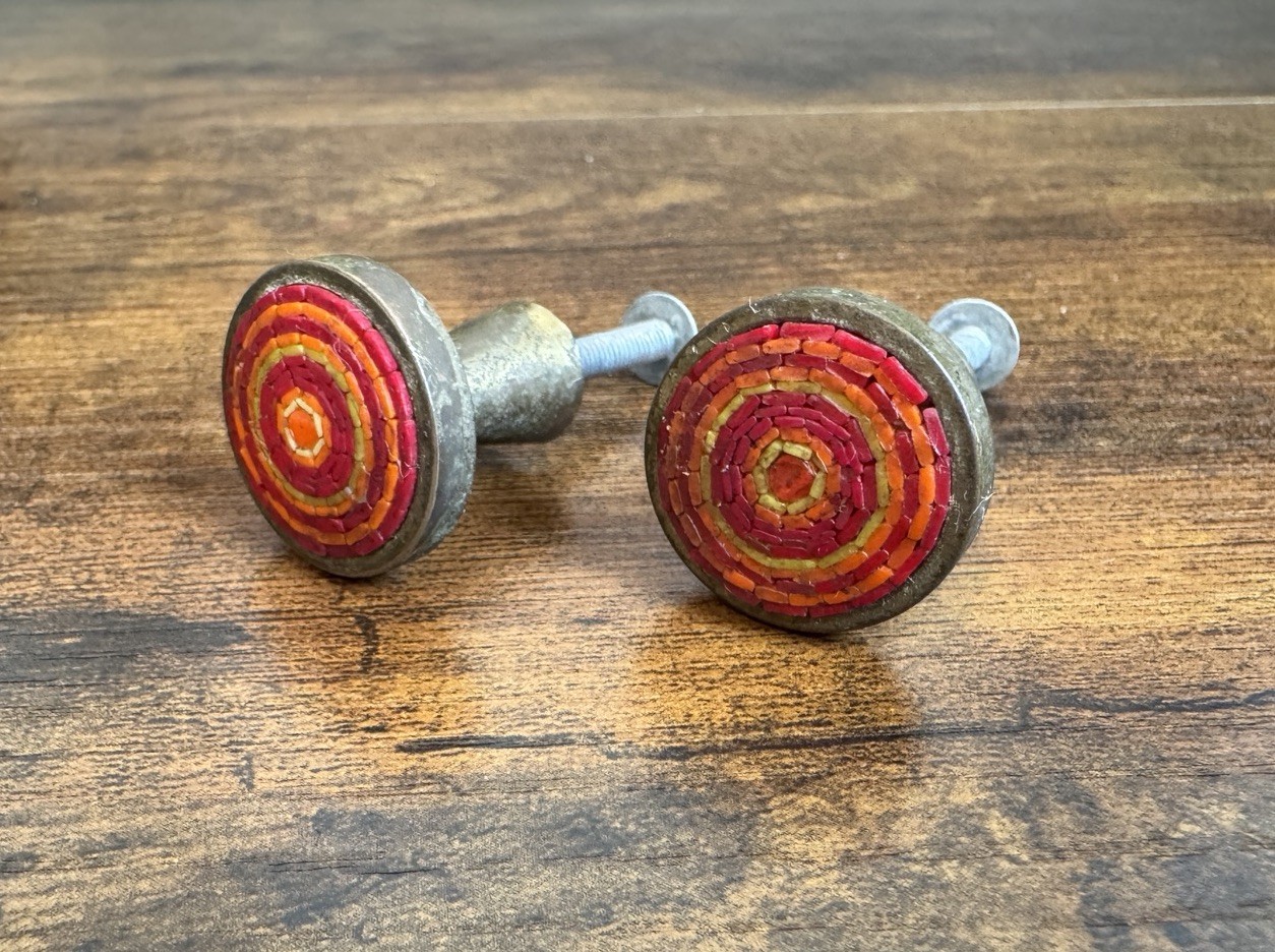 George Nelson Or Pepe Mendoza Pull Knobs Mid Century Micro Mosaic Brass Design