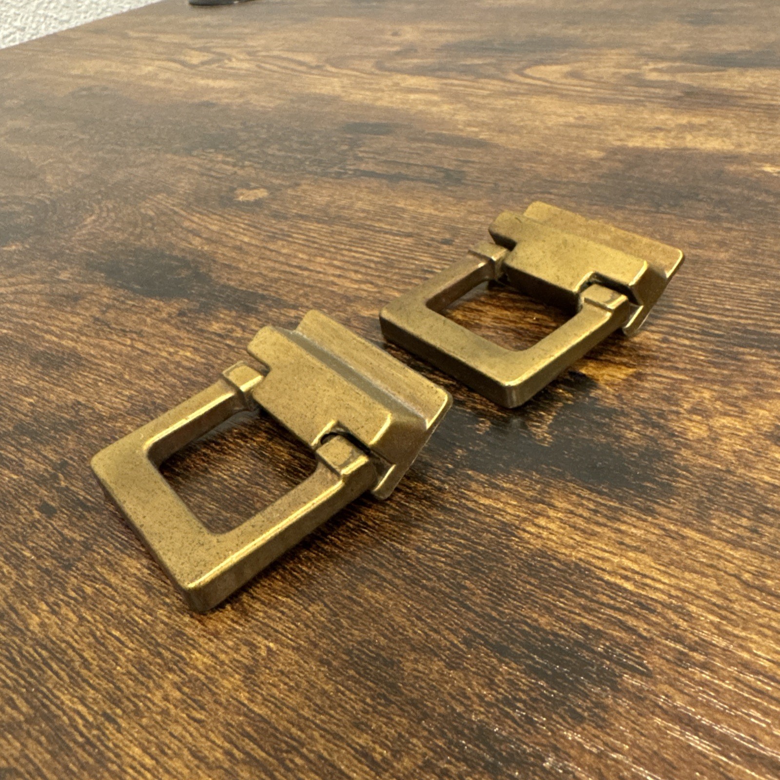 Drexel Woodbriar Drawer Pulls 2 Square Brass Vintage Bail Dresser Hardware Pair