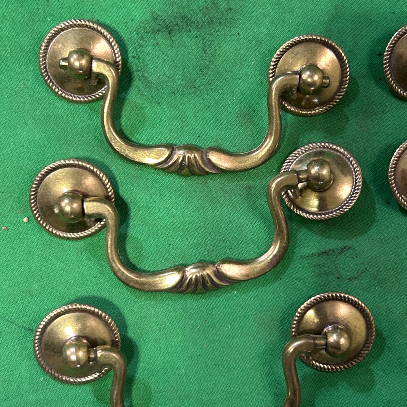 Five Vintage Brass Drop Bail Pull Handle Drawer 3” Center