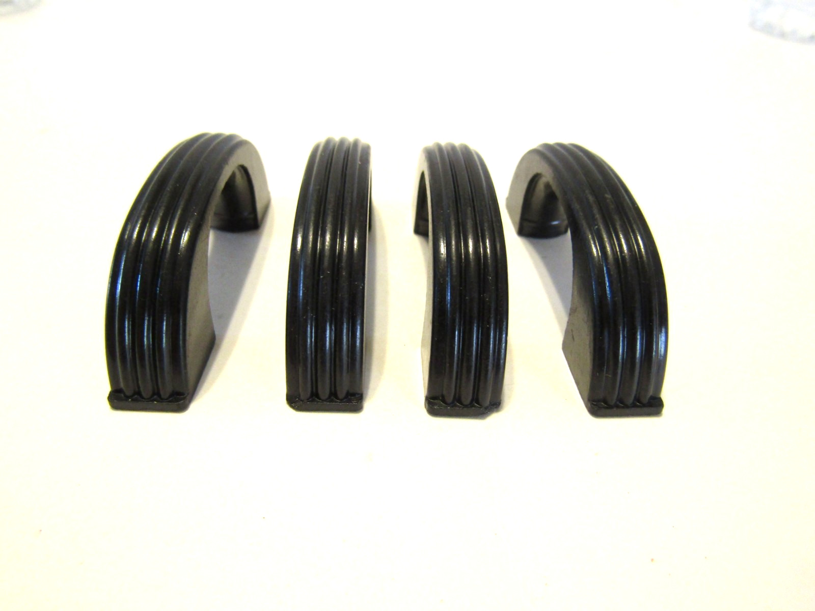 Four Vintage Black Bakelite Ribbed Drawer Pulls Cabinet Door Handles Art Deco