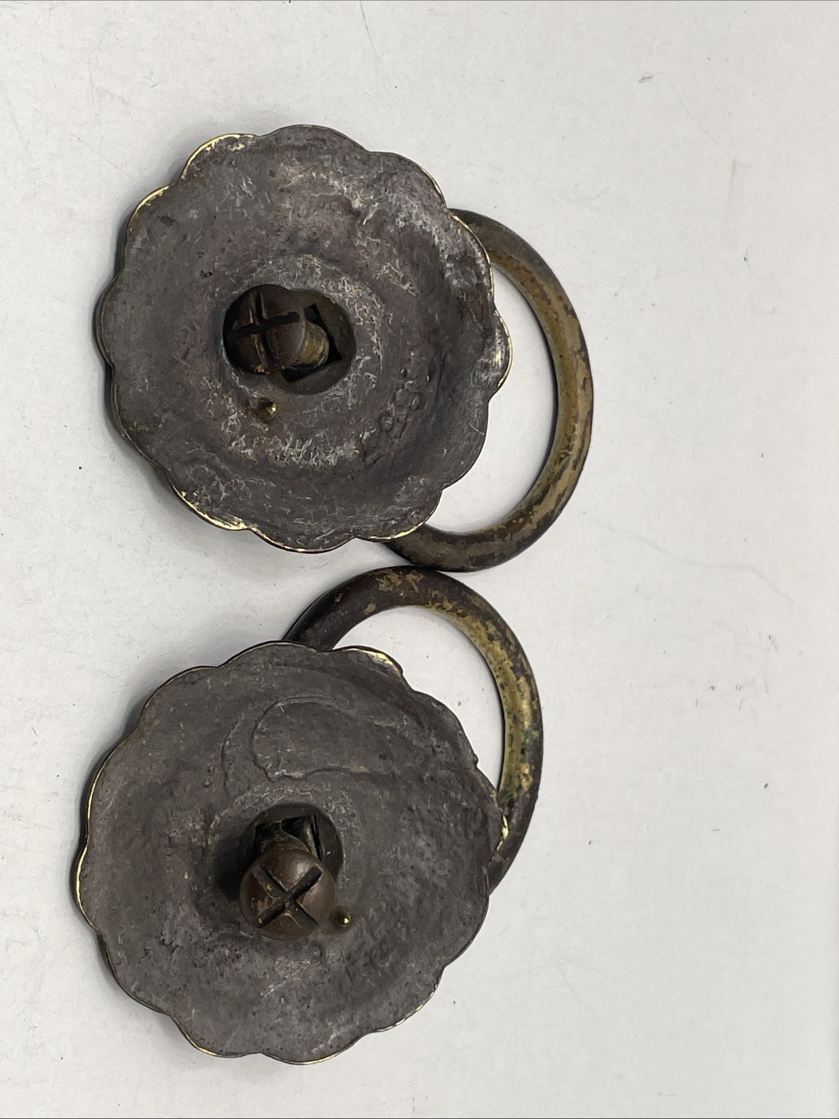 Vintage Bronze Drop Ring Knobs Pulls Handles for Cabinet Drawer Set Of 2