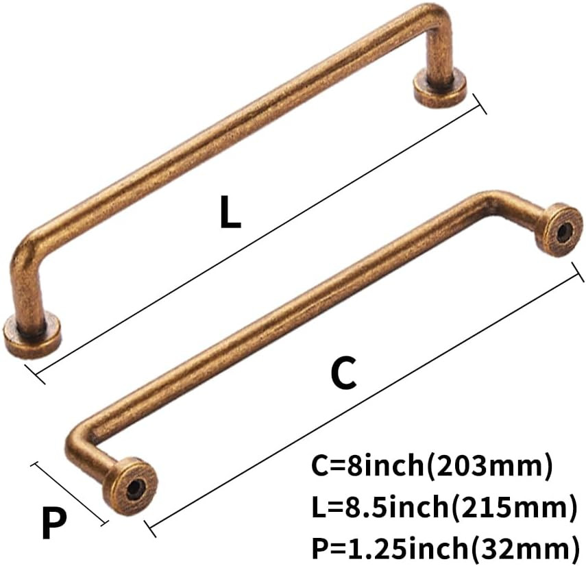 2 Pack 8 Inch Antique Brass Vintage Cabinet Handles & Drawer Pulls – Decorative